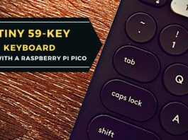A tiny 59-key keyboard made with a Raspberry Pi Pico